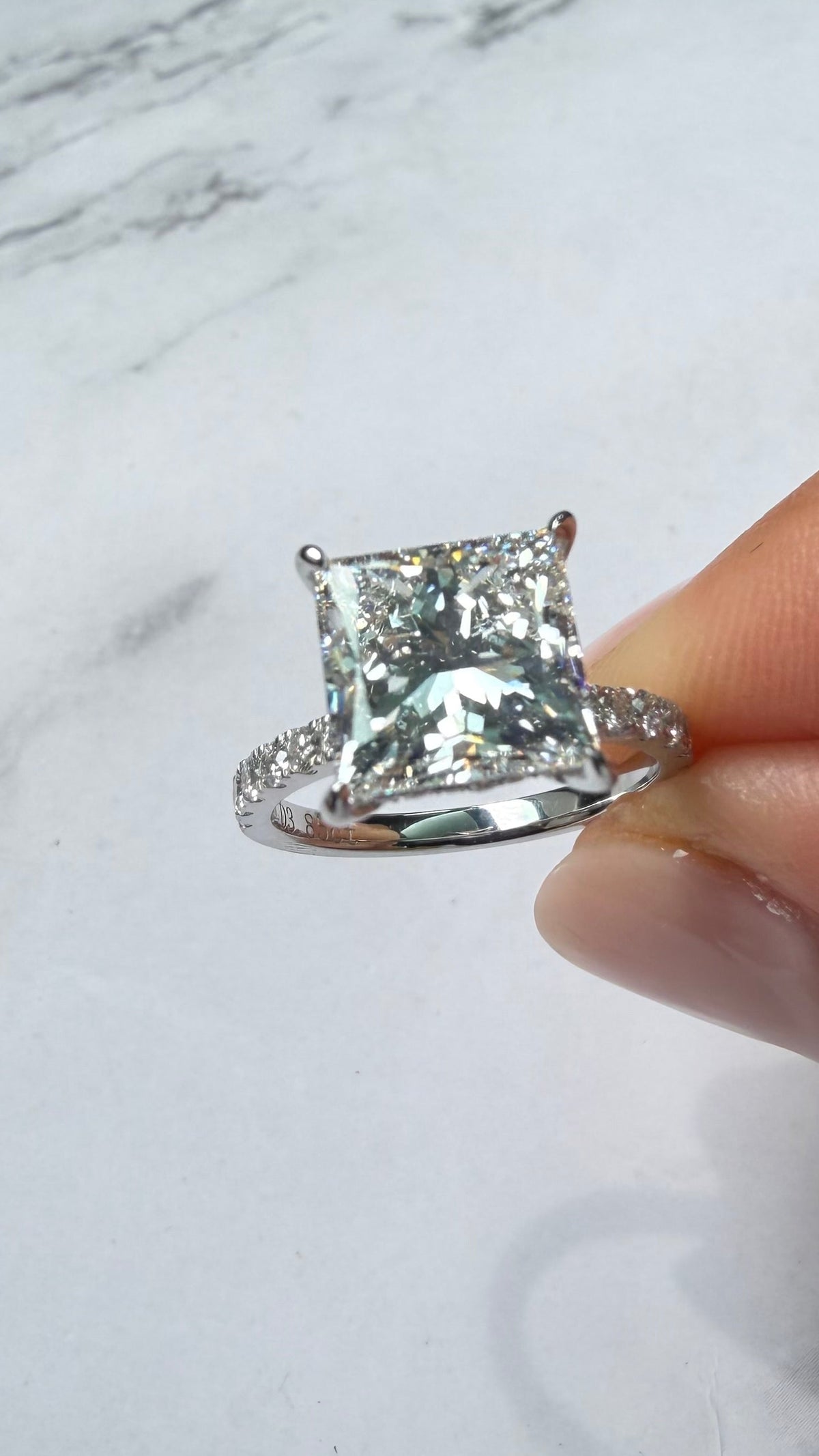 Serena - 3.8ct Princess Cut Lab Diamond on Sterling Silver Rhodium Plated Band
