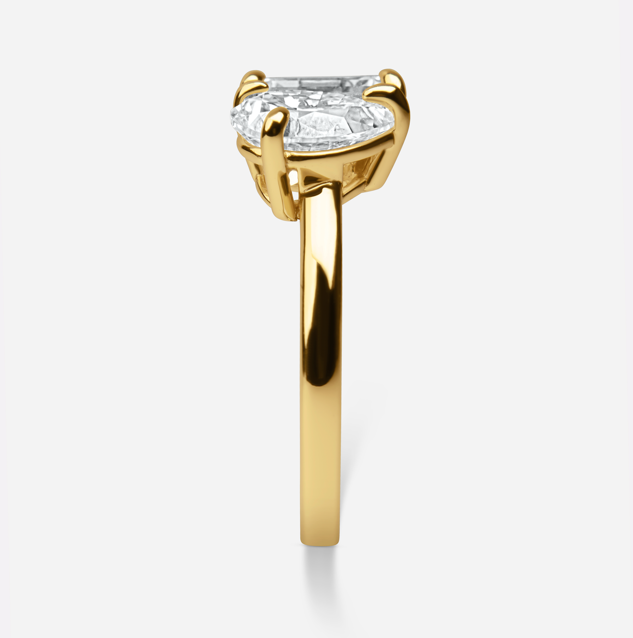 The Gemini Ring - 2Crt Emerald Cut & 1Crt Pear Cut Moissanite Diamond