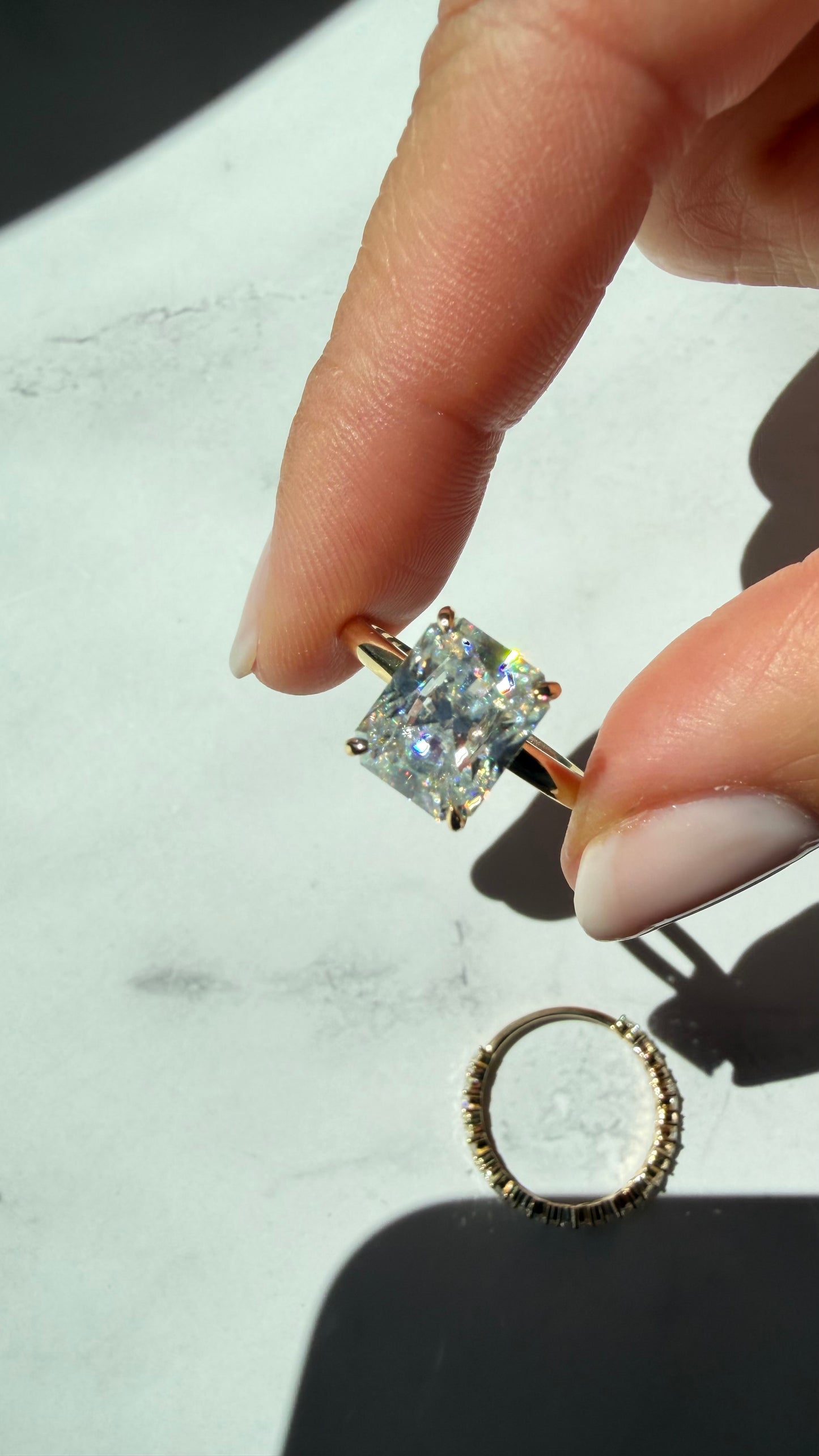 Grace Ring Set - 4ct Radiant Moissanite with matching band