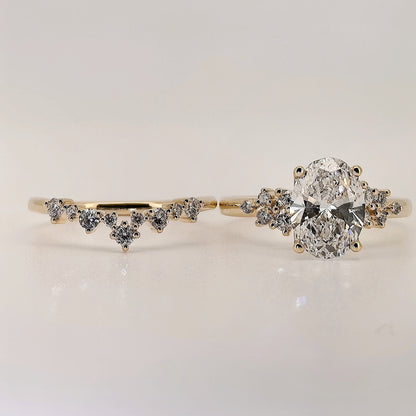 Rosalie - 2ct Oval Lab Diamond Ring Set on 14k Gold Band