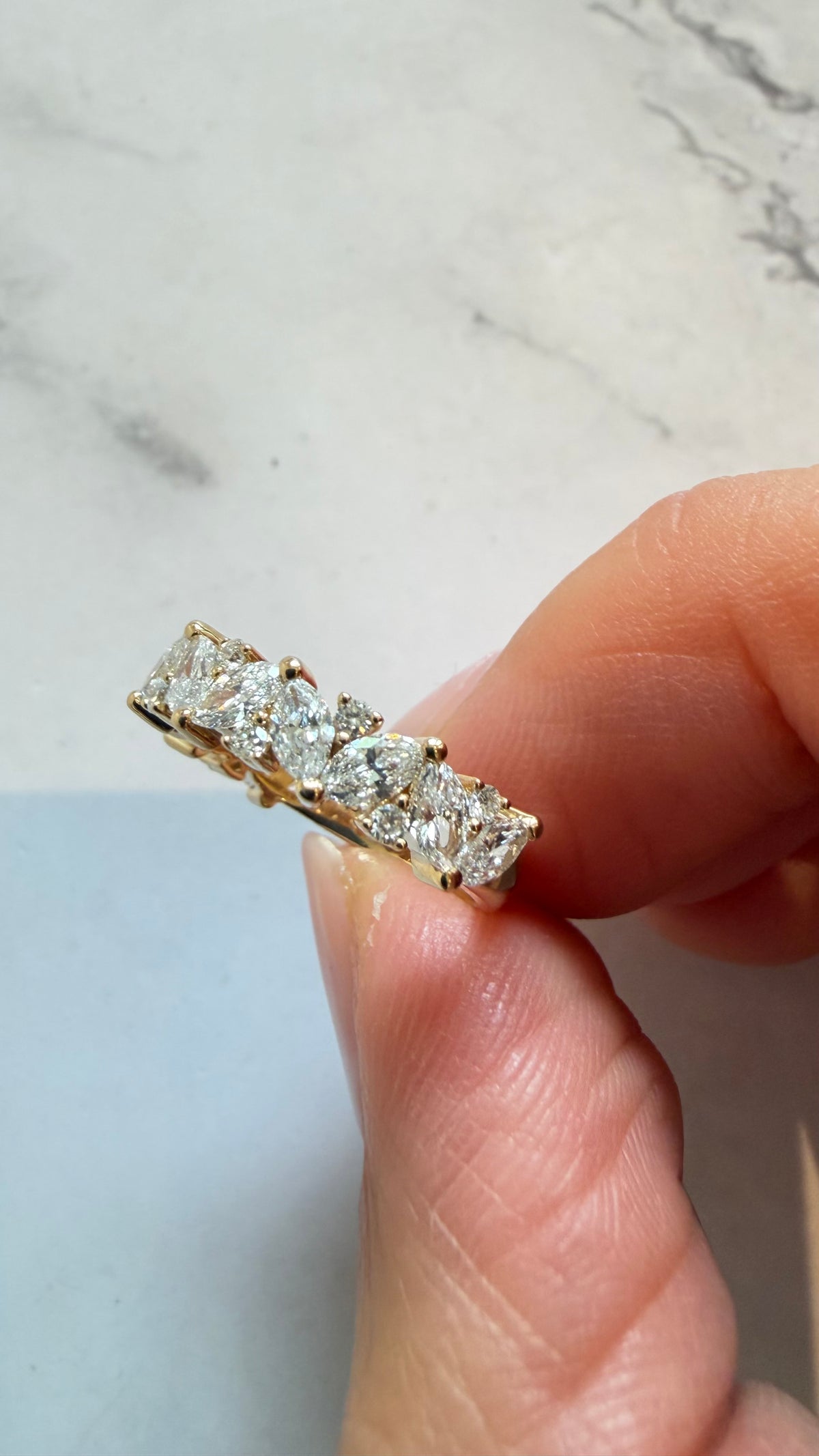Marielle - Marquise and Round Cut Lab Diamond 14k Band