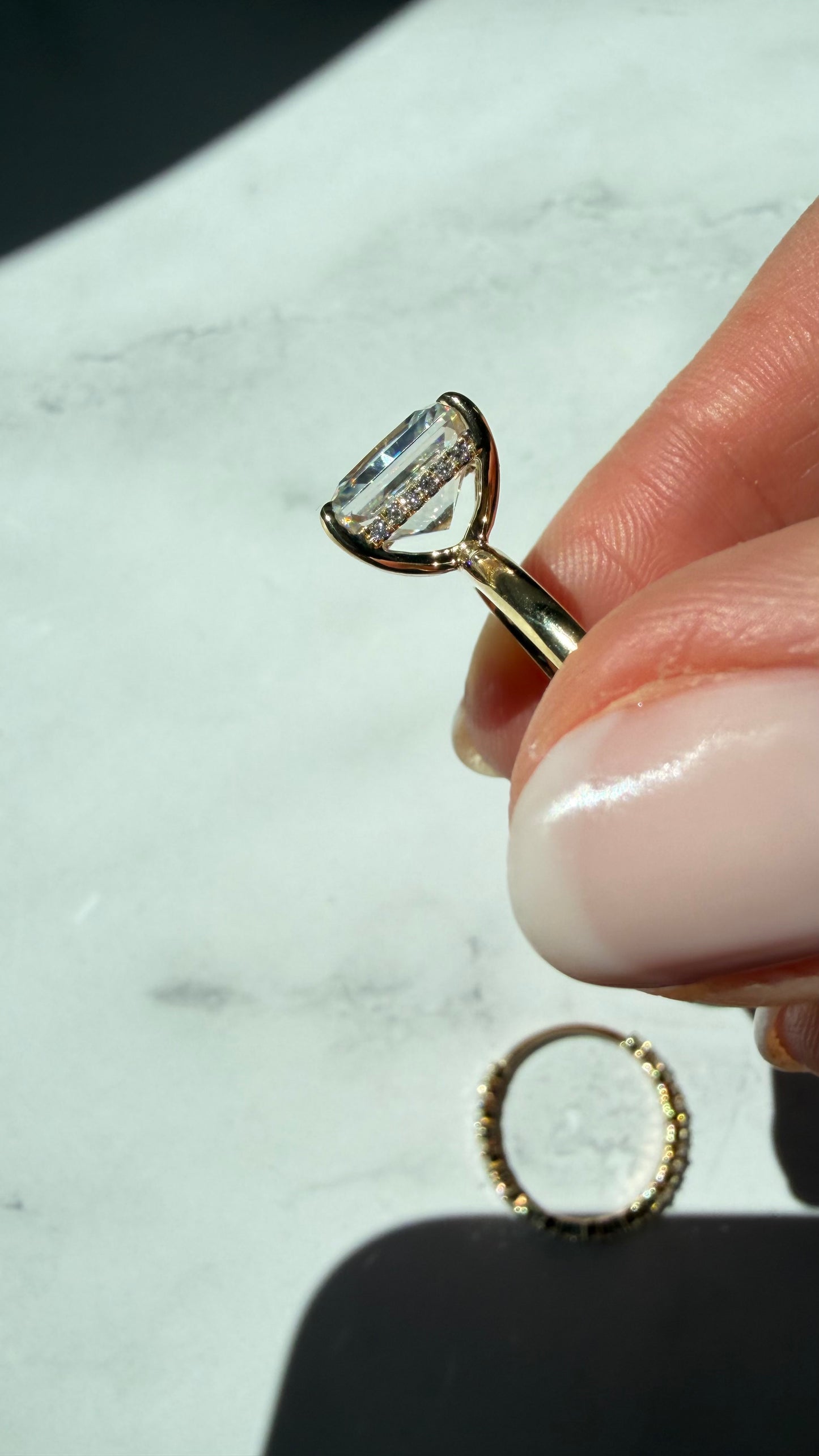 Grace Ring Set - 4ct Radiant Moissanite with matching band