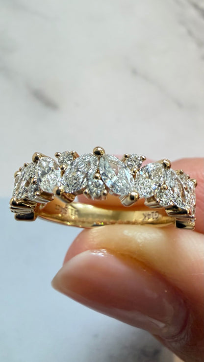 Marielle - Marquise and Round Cut Lab Diamond 14k Band