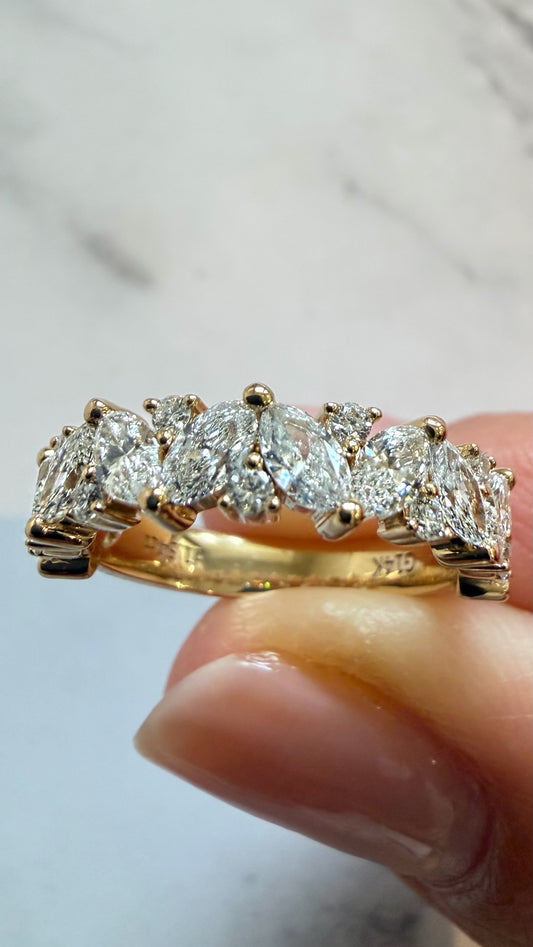Marielle - Marquise and Round Cut Lab Diamond 14k Band