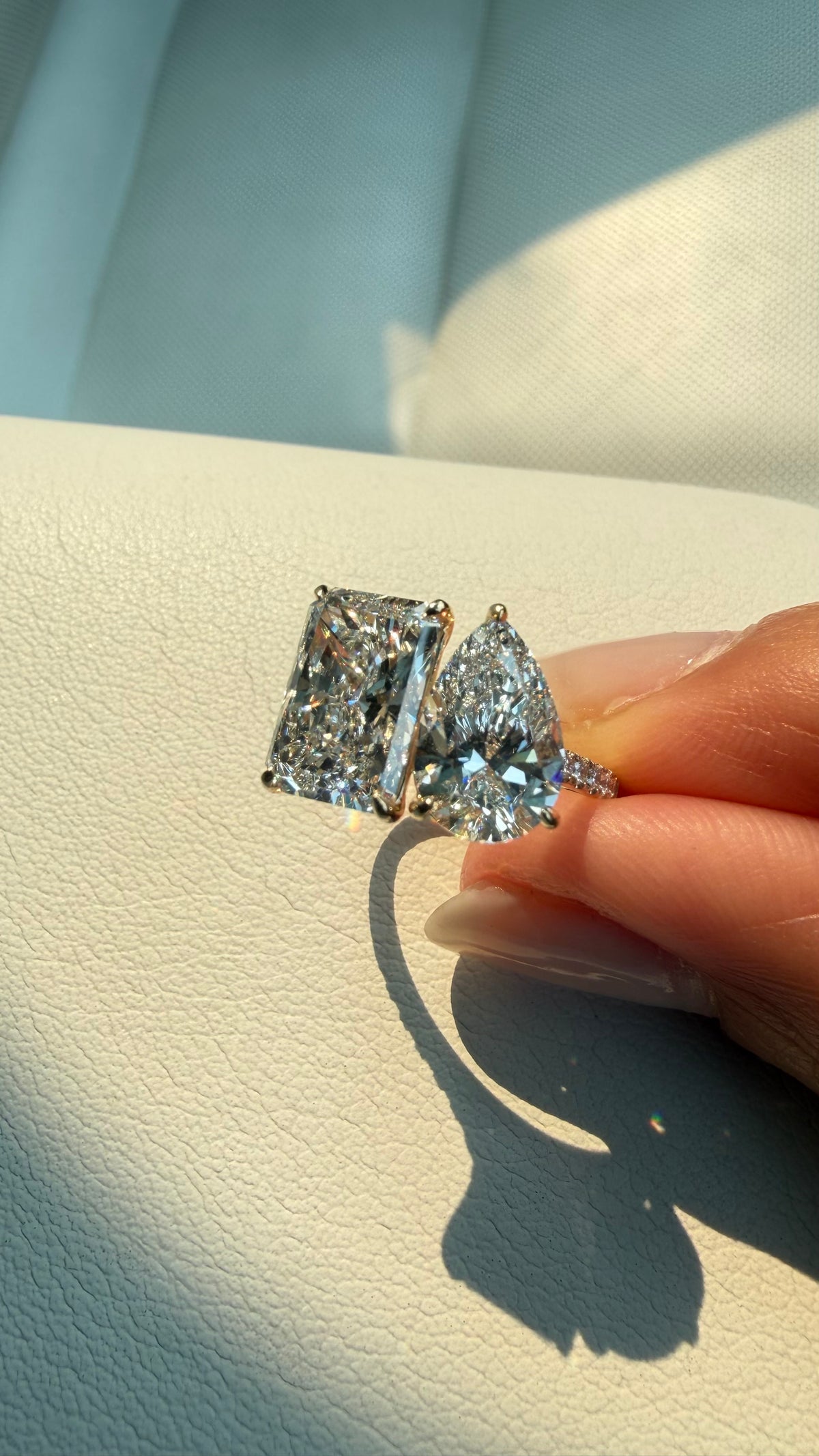 Toi et Moi Lab Diamond Ring on 14k Gold Band