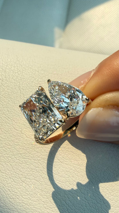 Toi et Moi Lab Diamond Ring on 14k Gold Band