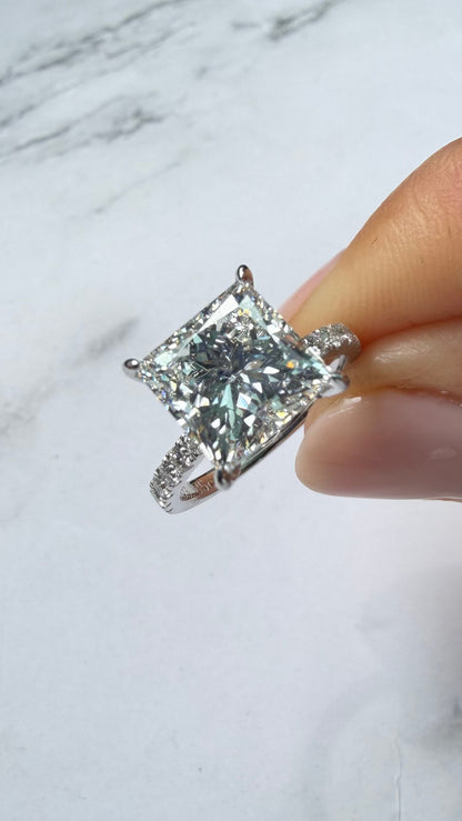 Serena - 3.8ct Princess Cut Lab Diamond on Sterling Silver Rhodium Plated Band