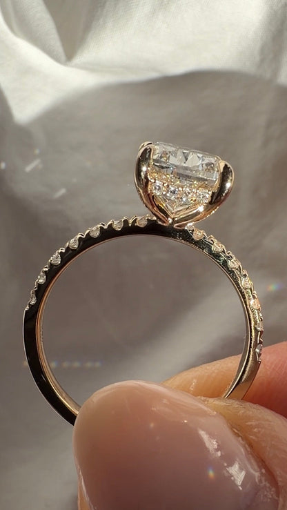 Kaia - 3ct Elongated Cushion Lab Diamond on 14k Gold Band