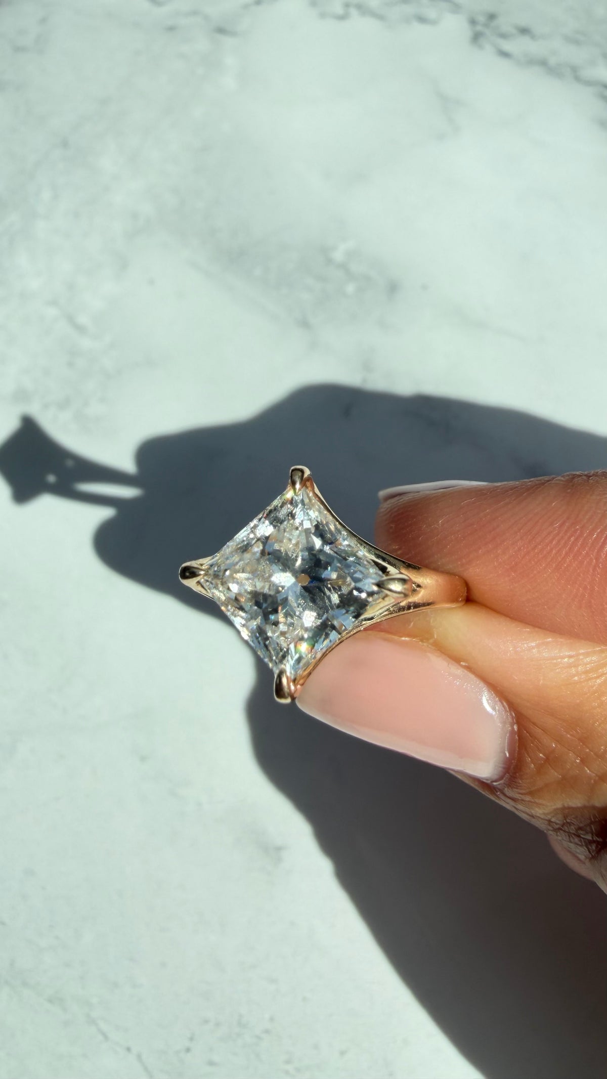 Odessa - 3.8ct Princess Cut Lab Diamond on 14k Gold Band
