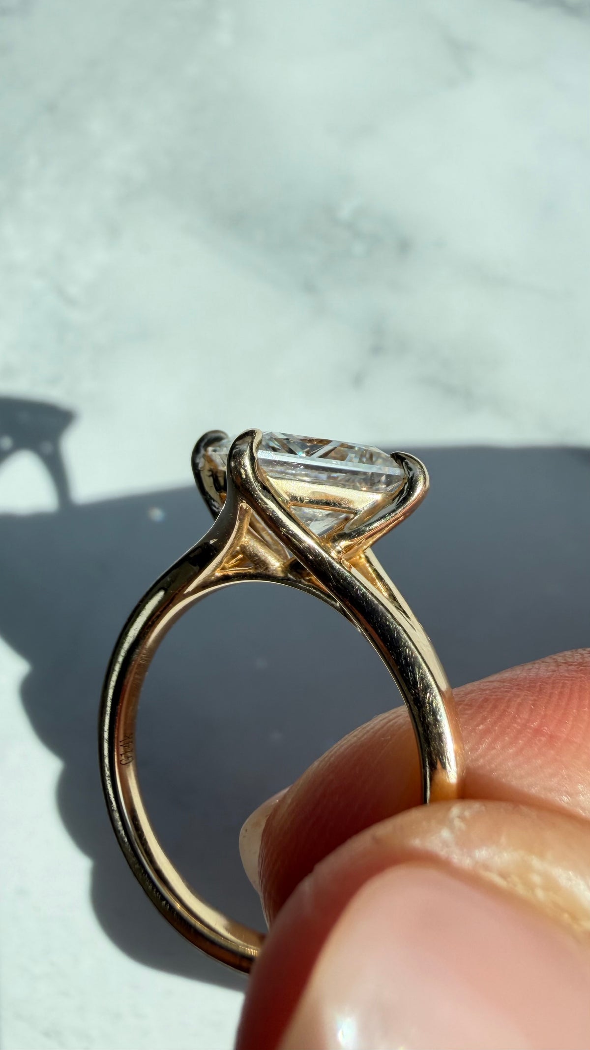 Odessa - 3.8ct Princess Cut Lab Diamond on 14k Gold Band