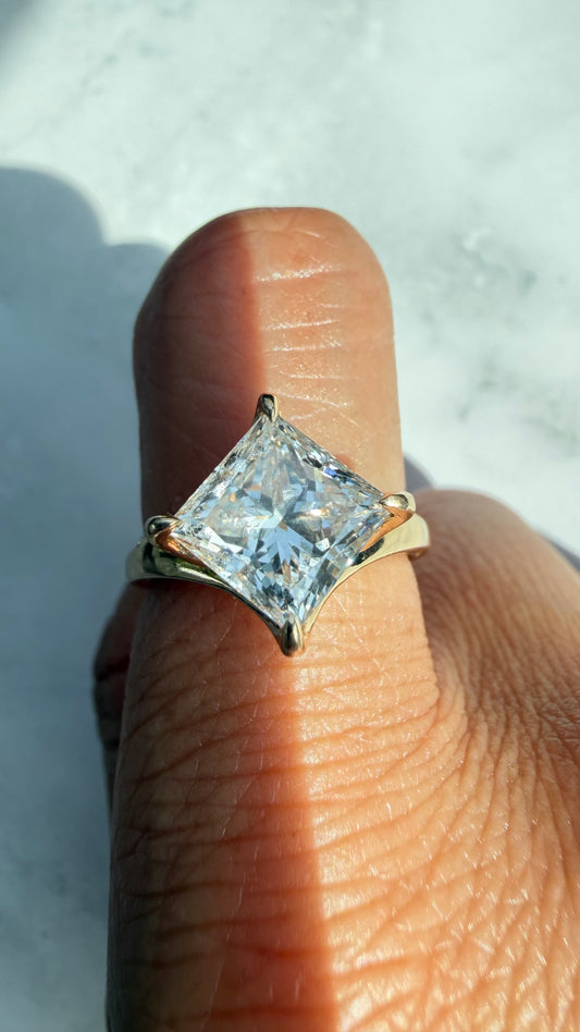 Odessa - 3.8ct Princess Cut Lab Diamond on 14k Gold Band