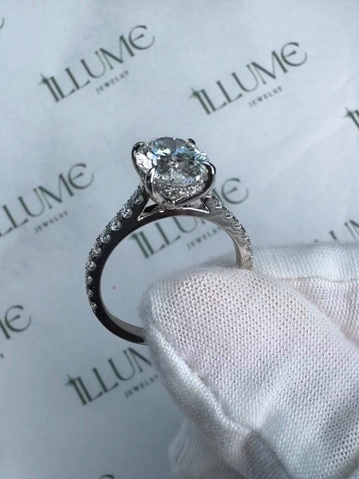 Olivia - 2ct Elongated Oval Lab Diamond Platinum Wedding Band Set on Platinum Band