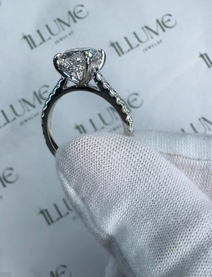 Olivia - 2ct Elongated Oval Lab Diamond Platinum Wedding Band Set on Platinum Band