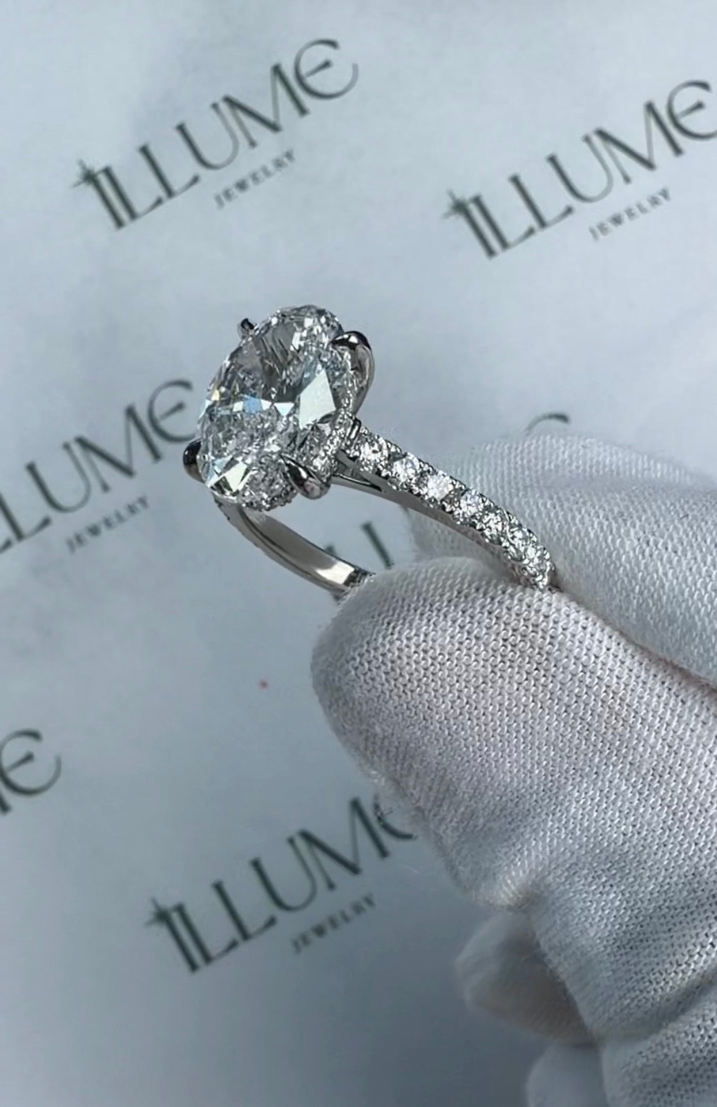 Olivia - 2ct Elongated Oval Lab Diamond Platinum Wedding Band Set on Platinum Band