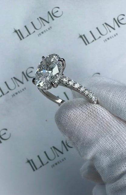 Olivia - 2ct Elongated Oval Lab Diamond Platinum Wedding Band Set on Platinum Band