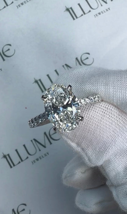 Olivia - 2ct Elongated Oval Lab Diamond Platinum Wedding Band Set on Platinum Band