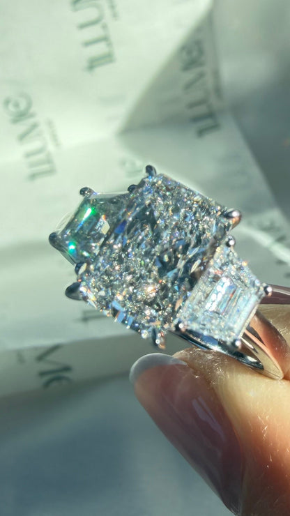 Genevieve - 3ct Radiant Lab Diamond Trilogy on 14k Gold Band