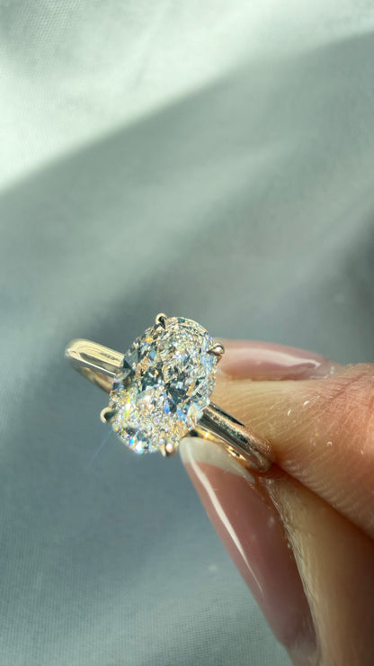 Adeline Ring - 1ct Oval Lab Diamond on 14k Cathedral Setting Band