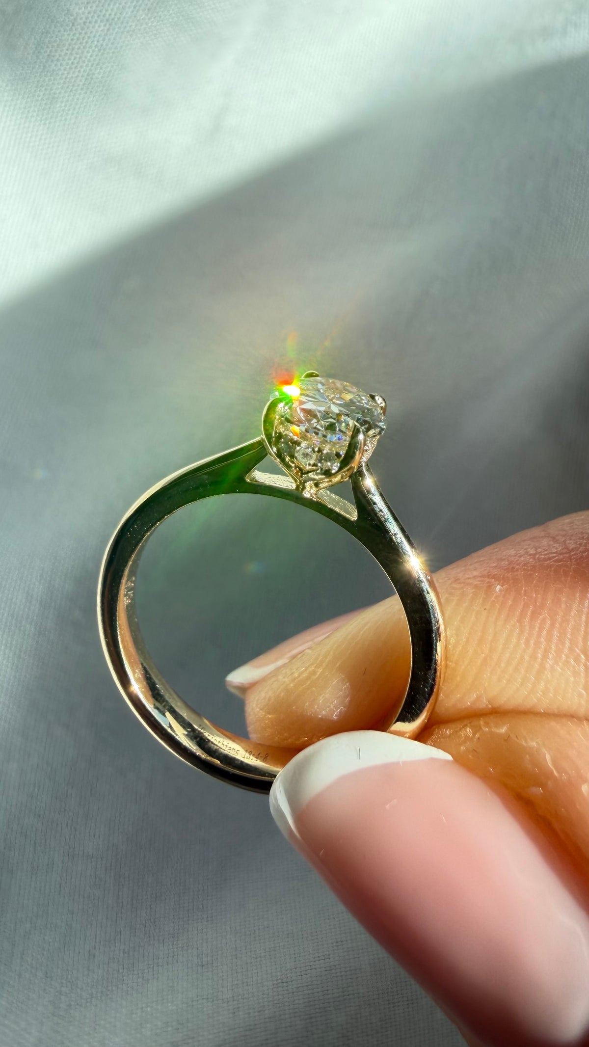 Adeline Ring - 1ct Oval Lab Diamond on 14k Cathedral Setting Band
