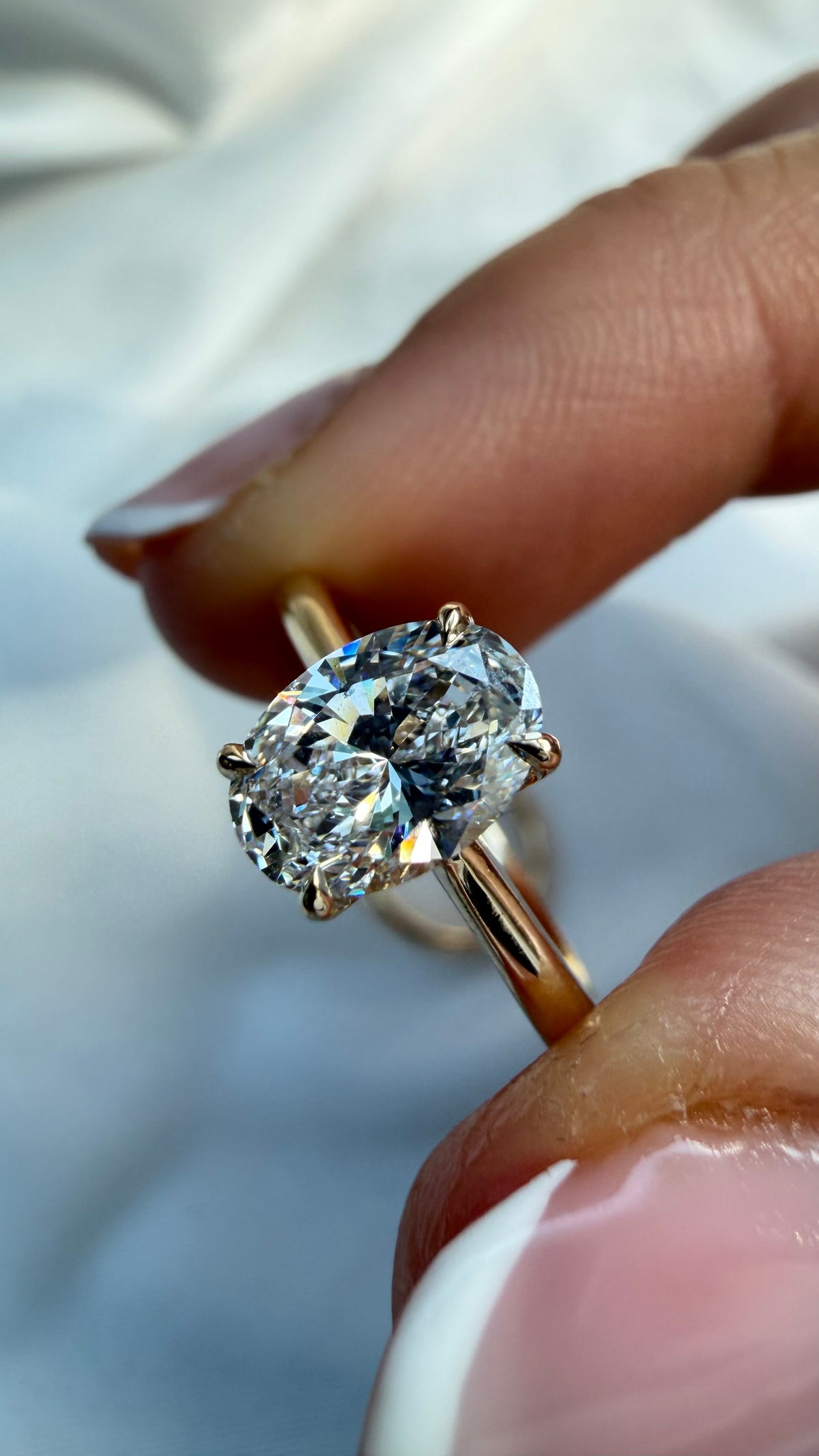 Adeline Ring - 1ct Oval Lab Diamond on 14k Cathedral Setting Band
