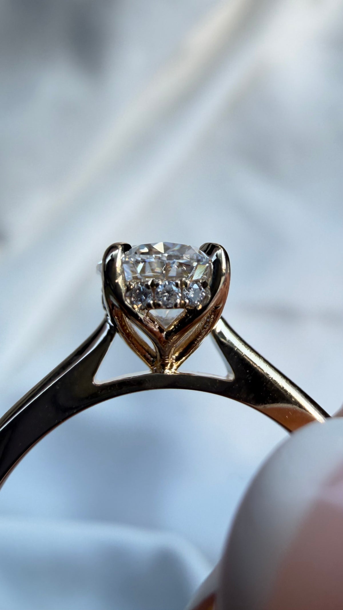 Adeline Ring - 1ct Oval Lab Diamond on 14k Cathedral Setting Band
