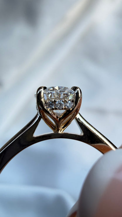Adeline Ring - 1ct Oval Lab Diamond on 14k Cathedral Setting Band