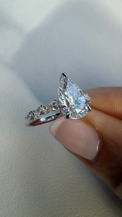 Hilary - 2.5ct Pear Cut Lab Diamond on 14k Band