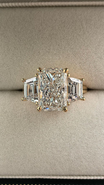 Genevieve - 3ct Radiant Lab Diamond Trilogy on 14k Gold Band