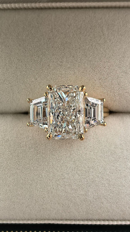 Genevieve - 3ct Radiant Lab Diamond Trilogy on 14k Gold Band
