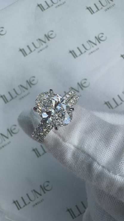 Olivia - 2ct Elongated Oval Lab Diamond Platinum Wedding Band Set on Platinum Band