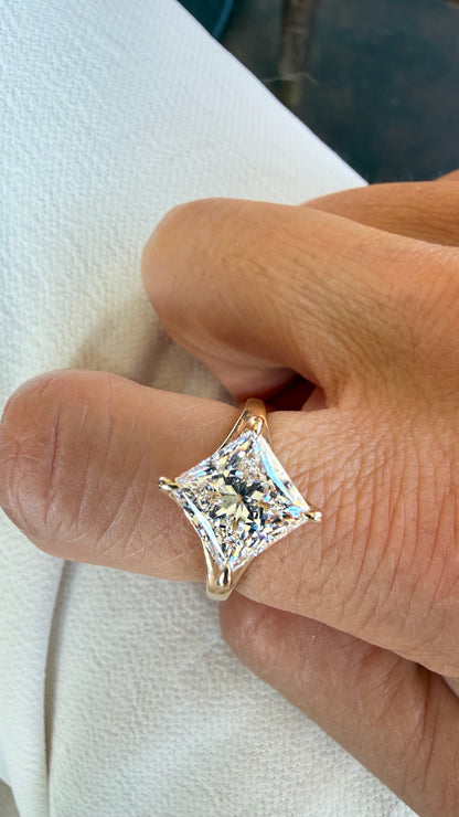 Odessa - 3.8ct Princess Cut Lab Diamond on 14k Gold Band