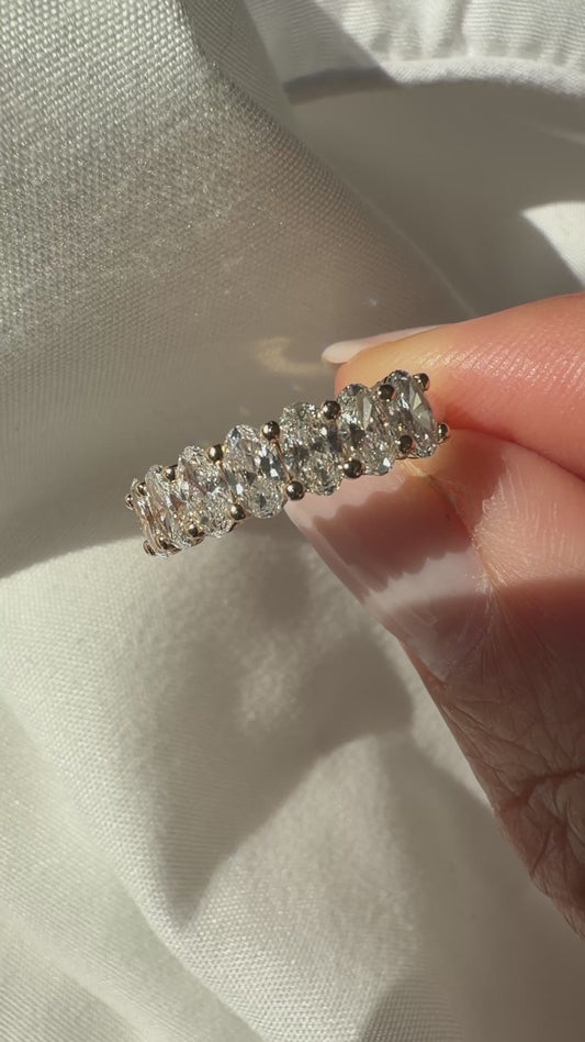 Camille - Oval Cut Lab Diamond Band on 14k Band