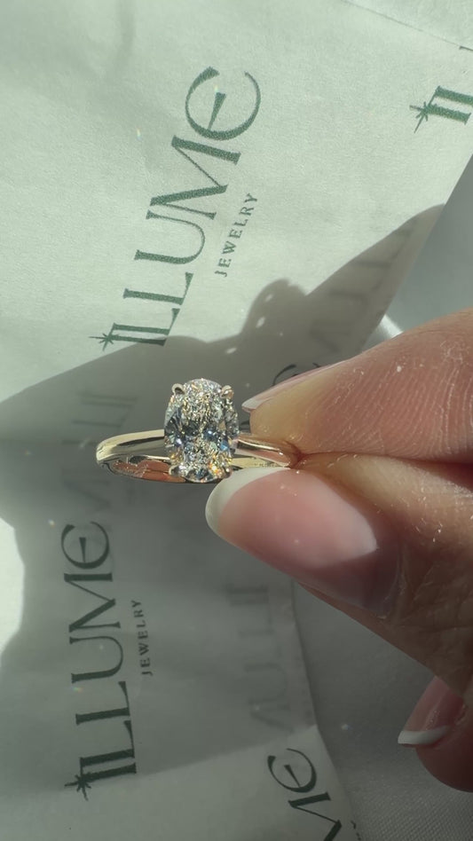 Adeline Ring - 1ct Oval Lab Diamond on 14k Cathedral Setting Band