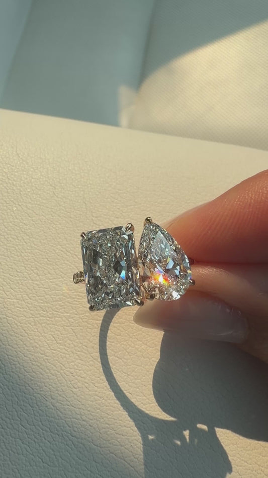 Toi et Moi Lab Diamond Ring on 14k Gold Band
